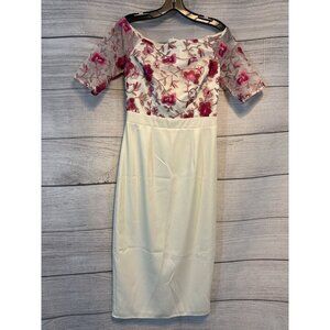 Little Mistress Embroidered Off-Shoulder Floral Dress